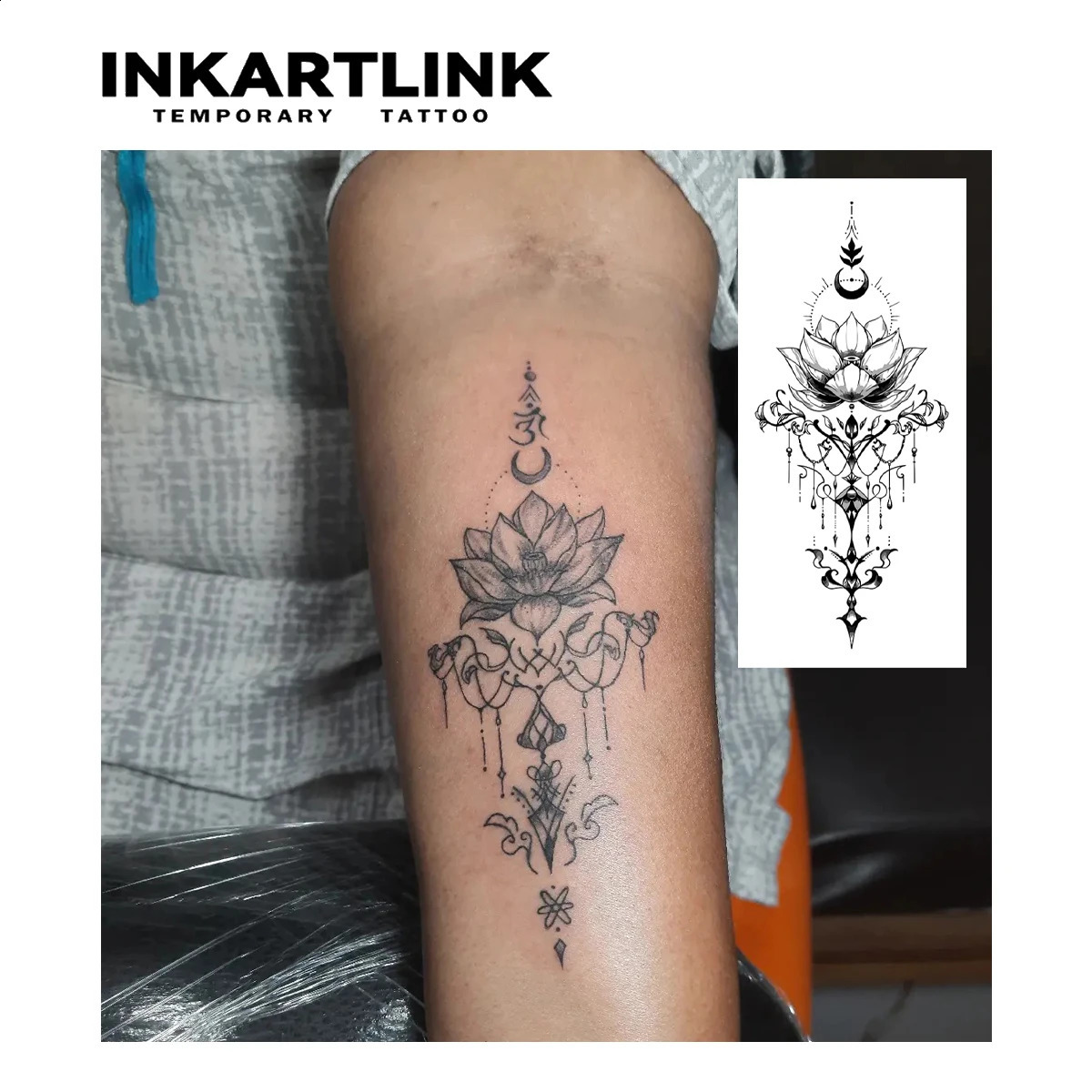 Lotus temporary tattoo sticker waterproof magic lasts to 15 days semi permanent 241230