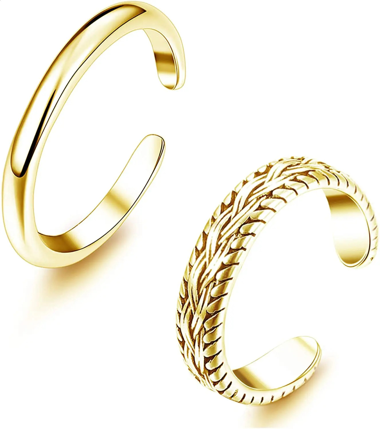 2 PCS Stainless Steel Toe Ring for Women Girls Retro Vintage n Adjustable Set Summer Beach Jewelry 241225