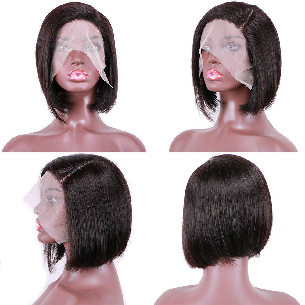 Lace front wig cover T-shaped single show true short hair wig T-shaped front lace side wave cover Lace wave wig HD high breathable lace hair cover