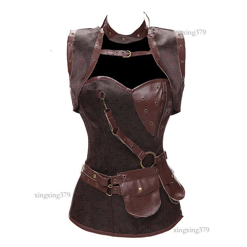 Dobby Faux Leather Punk Corset Steel Boned Gothic Clothing Waist Trainer Basque Steampunk Corselet Cosplay Party Outfits S-6xl Y19070201