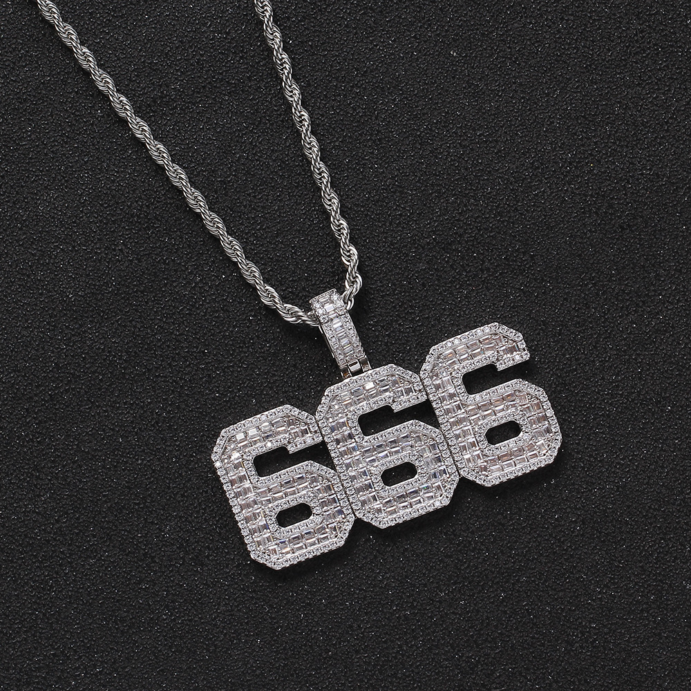 Hip Hop Charm DIY Custom 0-9 Numbers Pendant Necklace Jewelry 5A T Zircons Mens Women Gift