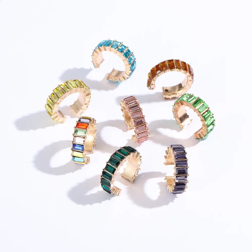 1pc Fashion Women Solid CZ Cuff Earrings Cshaped Cubic Zirconia Ear Statement No Piercing Gift Party Accessories 241225