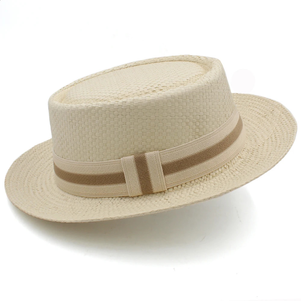 Lager Size Adjustable US 7 1/2-7 5/8 UK L-XL Men Women Straw Pork Pie Hats Summer Sunhat Boater Cap Sailor Sombrero Beach Fedora 241231