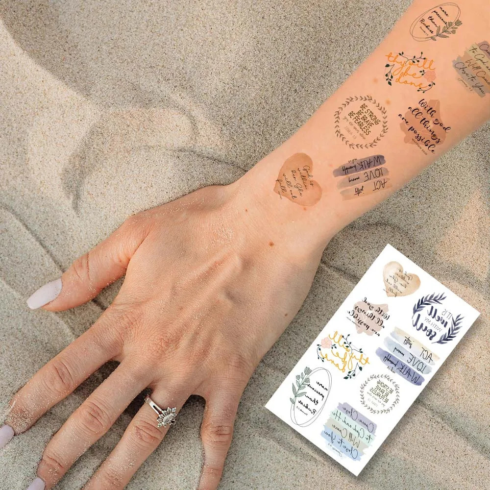 10pcsset Bible verse tattoo stickers diy body decoration disposable 241230