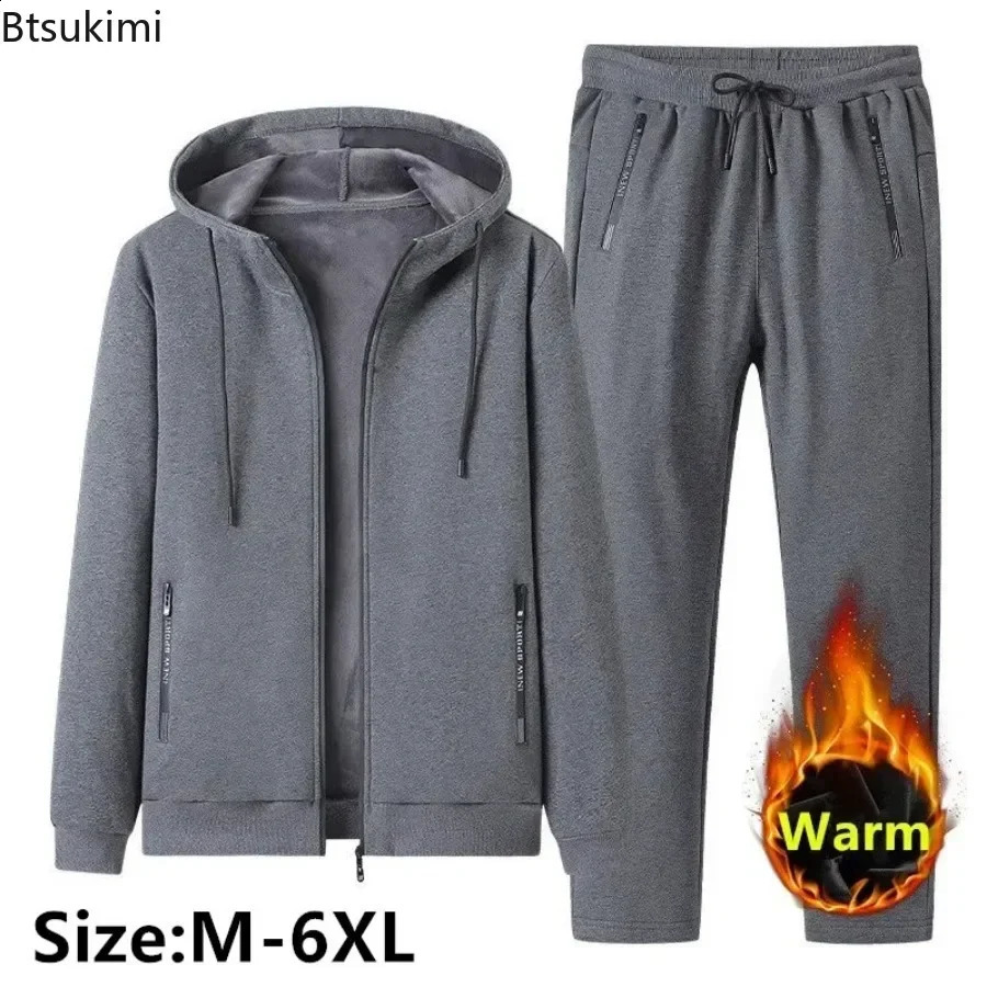 2025 autumn winter mens fashion mens clothing with wool thickened warm cotton hooded sportswear mens casual track and field clothing 241231