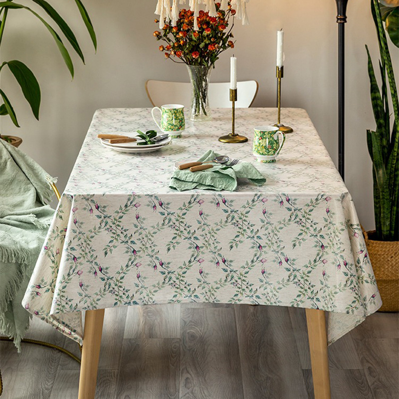 Romantic Floral Tablecloth Nordic Waterproof and Oil-proof Leave-in Square Tablecloth Coffee Table A-1