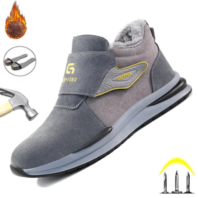 Fashion 2024 Insulation 10KV Men Safety Shoes Winter Plush Work Boots Sneakers Indestructible Welding Electrician 241225