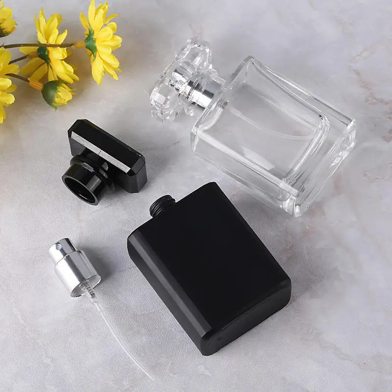 5pcs/10pcs 30ml Travel Pocket Glass Square Spray Bottles Empty Bottles Mist Spray Bottle 50ml Transparent Black Perfume Bottles 241231