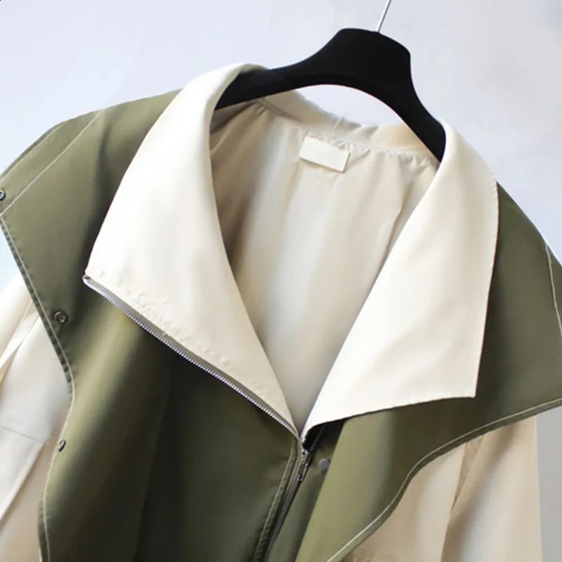 UHYTGF 2024 Spring Autumn Womens Trench Coat Hooded Zipper Loose Jacket Korean Version Fashion Little Chap Windbreak Women 20 241231