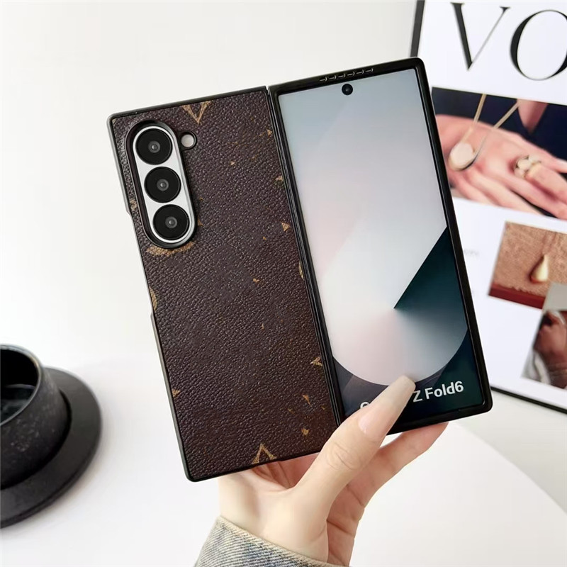 luxury leather iPhone Case Designer Phone Cases for samsung z fold 6 5 4 3 Cases samsung z flip 6 z flip5 4 3 Case Brand Letter Monogram Print Cover