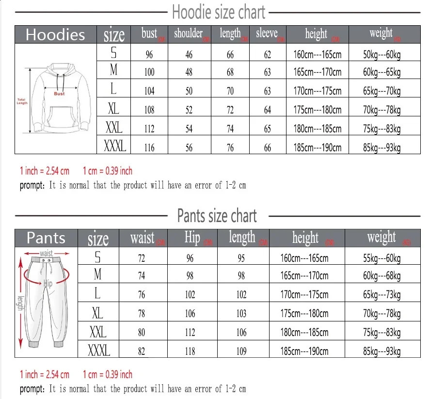 Hoodie pants 2-piece set zipper mens clothing sportswear mens sportswear mens sportswear 241231