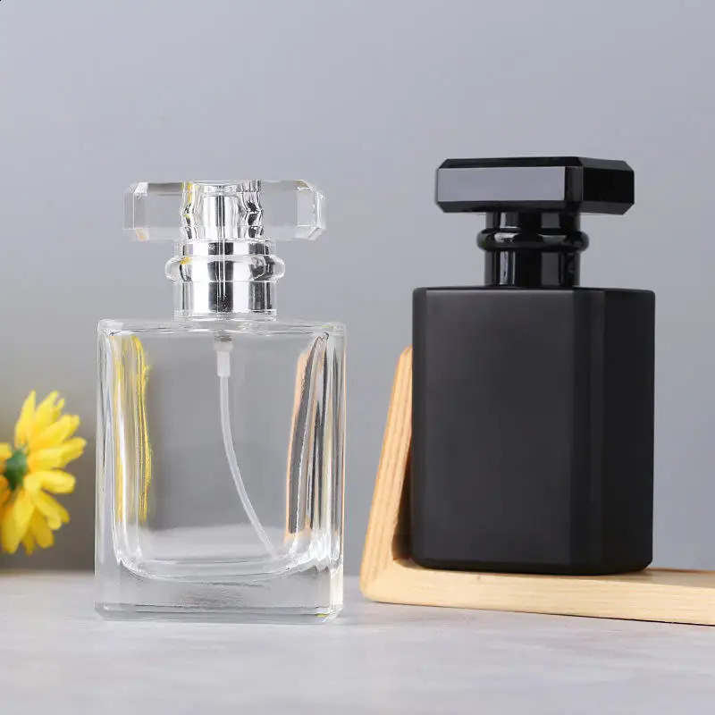 5pcs/10pcs 30ml Travel Pocket Glass Square Spray Bottles Empty Bottles Mist Spray Bottle 50ml Transparent Black Perfume Bottles 241231