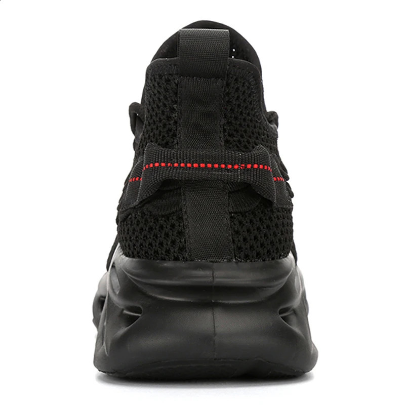 JIEFU Safety Shoes for Men Lightweight Comfortable Steel Toe Work Sneakers NonSlip Construction Black Footwear 241225