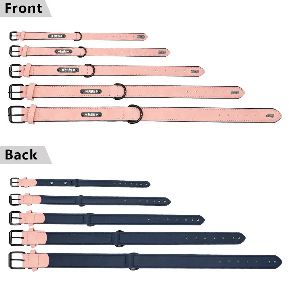 Personalised Dog Collar Soft Leather Free Engraved ID Tag for Pets SXL Anti Lost Puppy Pet Accessories 241226