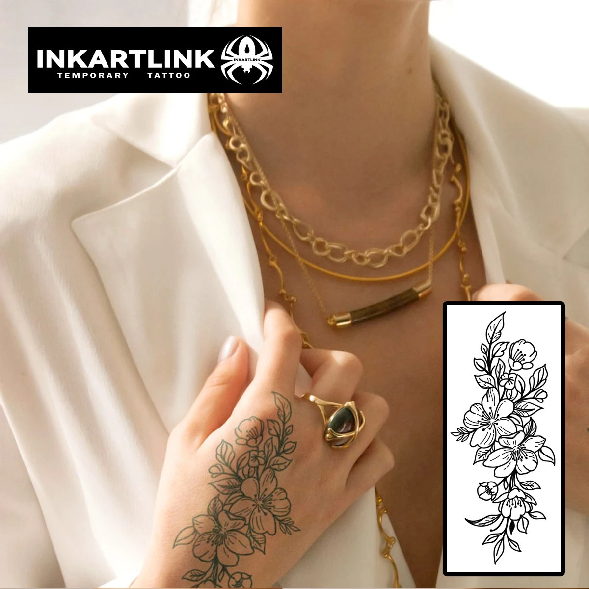 Flowers Temporary TattooLasts To 15 Days Technology Magic Waterproof Semi Permanent Sticker 241230