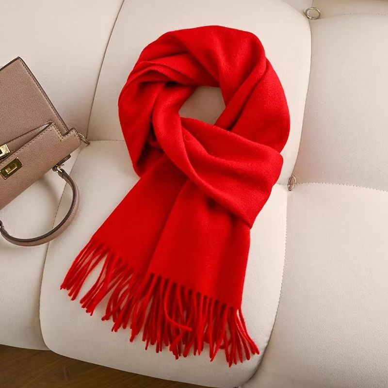 T048 cashmere pure color story new scarf wool winter cashmere warm thick neck couple versatile shawl