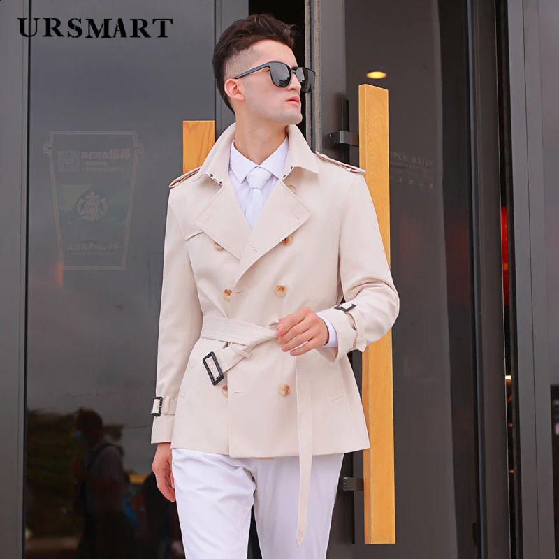 2024windbreaker mens Short length double breasted Beige British handsome trend thickened detachable down liner trench coat men 241225
