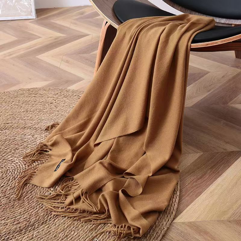 T049 Korean version solid color scarf female winter thick warm outer cape shawl soft decoration student versatile foreign style