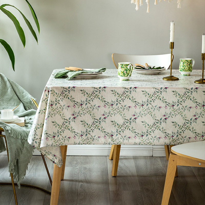 Romantic Floral Tablecloth Nordic Waterproof and Oil-proof Leave-in Square Tablecloth Coffee Table A-1