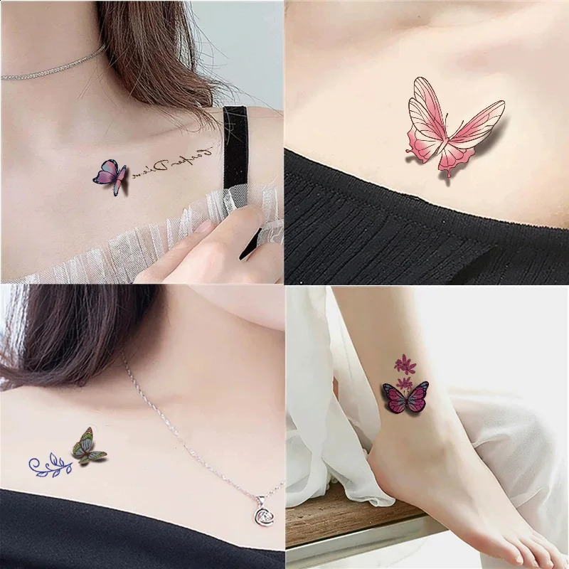 30PCS Butterfly Tattoo Stickers for Children Waterproof Tattoos Kids Temporary Womens Tips ZS314 241230