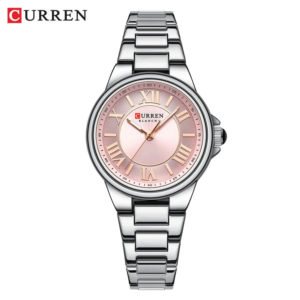 CURREN 9091 Womens Quartz Watch Fashion Simple Elegant Rose Gold Analog Display Steel Strap Wristwatch for Ladies Clock Gift 241225