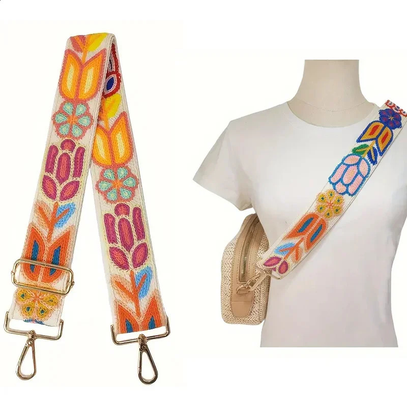 75-135cm Adjustable 5cm Width Shoulder Strap For Colorful Lace Bag With Bohemian Style Weight-reducing Cross-body Guitar Strap 241226