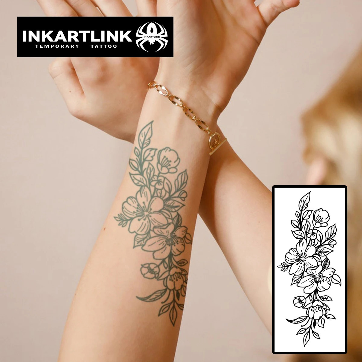 Flowers Temporary TattooLasts To 15 Days Technology Magic Waterproof Semi Permanent Sticker 241230