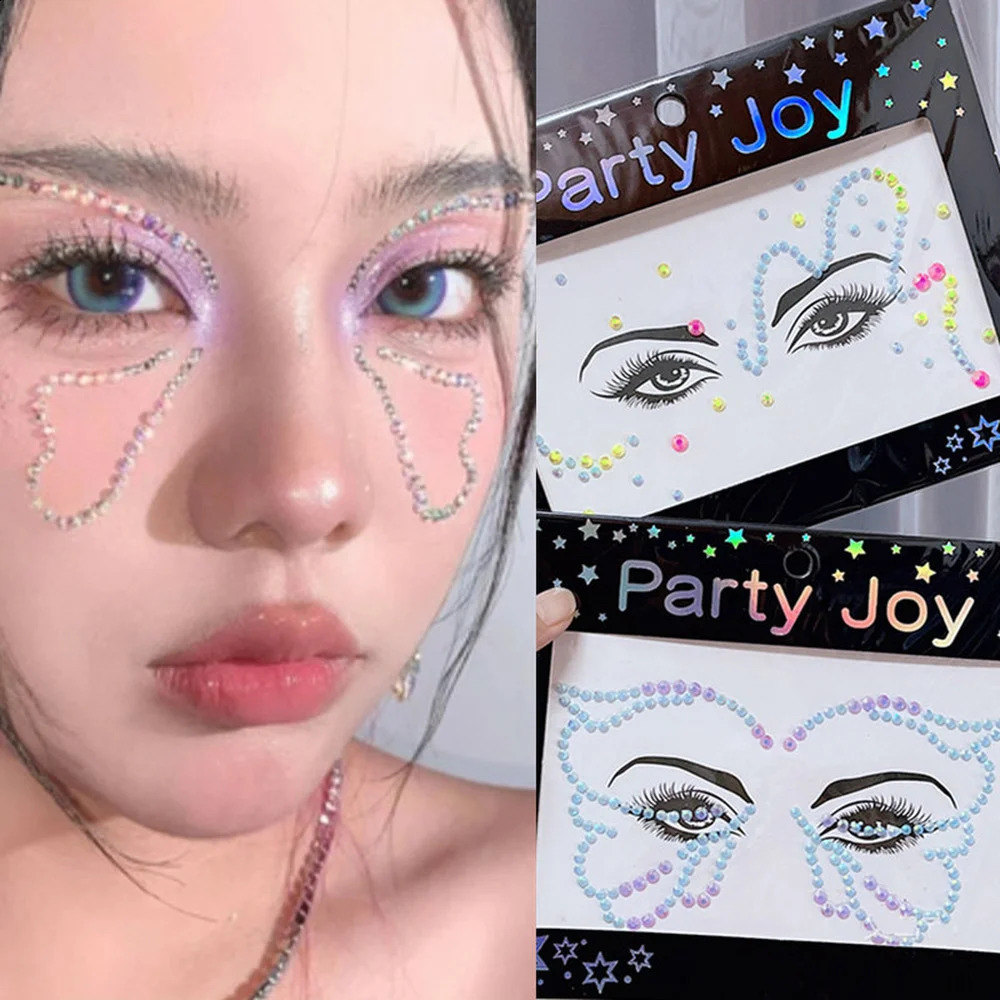 3D Eyes Face Jewels Makeup Temporary Tattoo Self Adhesive Beauty Stickers Festival Body Art Decor Nail Diamond 241230