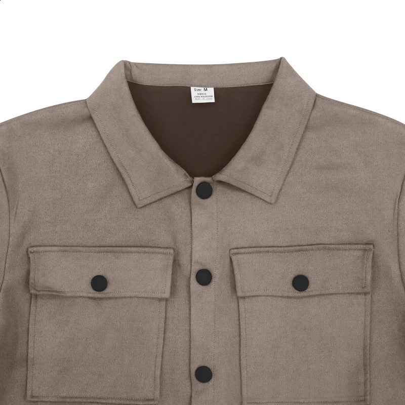 2023 Autumn Fashion Set Foreign Trade Trend Mens Button Suede Casual Jacket Pants 2 Piece 241223