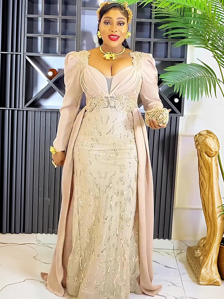 y Vintage Dresses For Women Wedding Party Prom Evening Gown Long Sleeve Dress Dashiki Sequin Robe Turkey African Clothing 241231