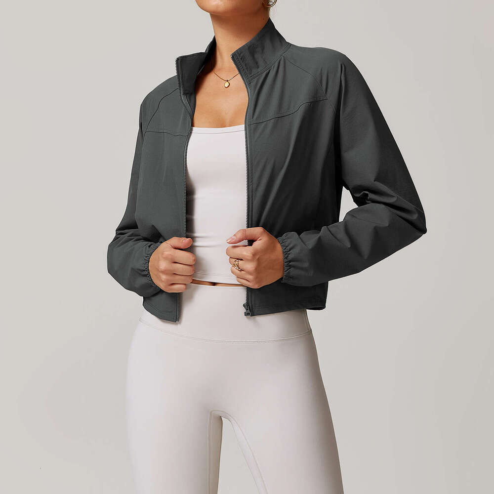 Yoga Clothes High Waist Fitness Leggings Yoga Vest Quick Drying Stand Up Collar Sports Women S Thin Windproof Outdoor Running Fitness Long Sleeved Yog