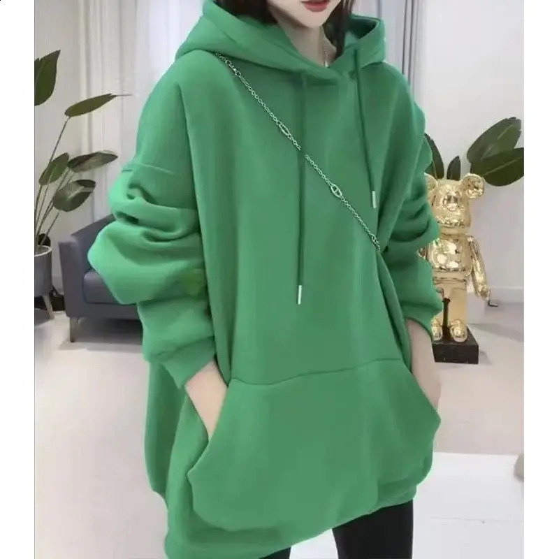 Autumn Winter Fashion Long Sleeve Hoodies Solid Drawstring Sweatshirts Clothing Casual Allmatch Simplicit Chic Tops 241223