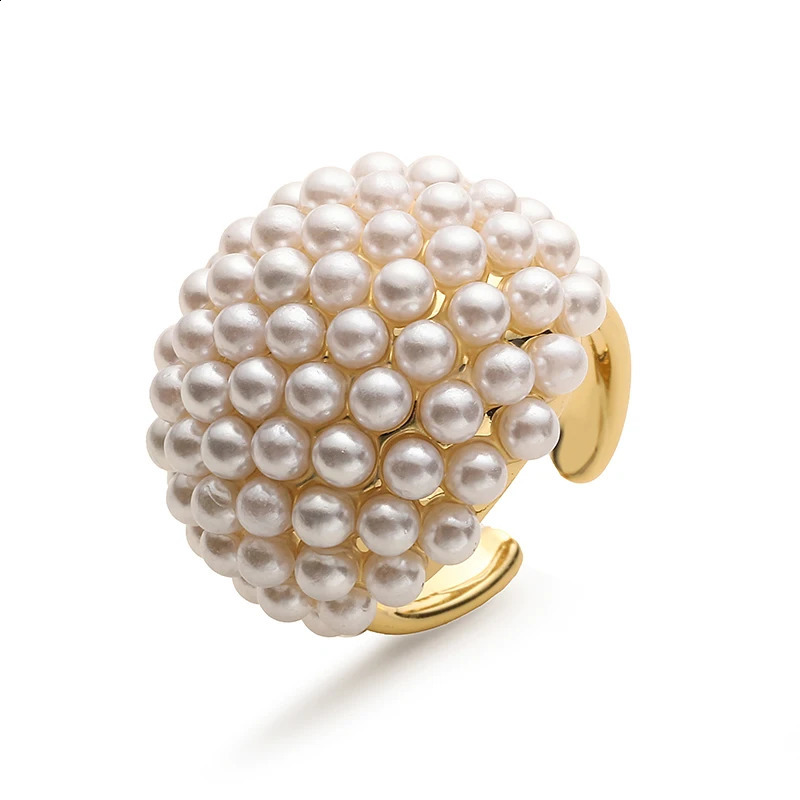 HECHENGLarge faux pearl ring Star Heart Round Shape Ring for Women Elegant temperament fashion finger 241225