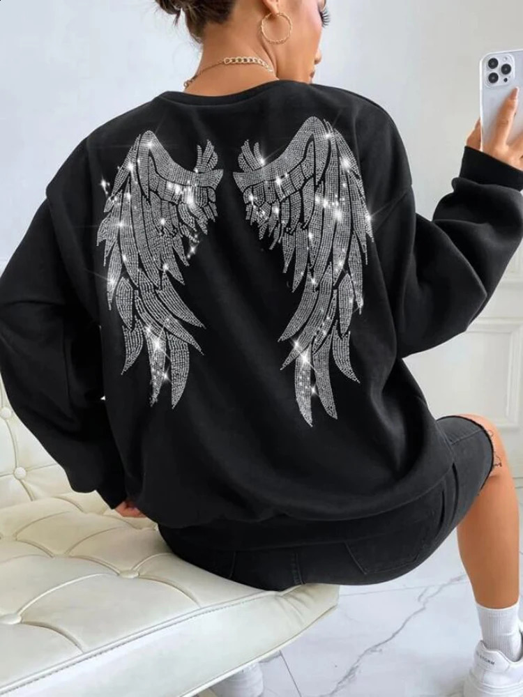 Y2k clothes Oversized Wing Drop Shoulder Sweatshirt Women Hoodie 241223