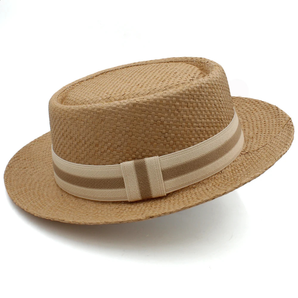 Lager Size Adjustable US 7 1/2-7 5/8 UK L-XL Men Women Straw Pork Pie Hats Summer Sunhat Boater Cap Sailor Sombrero Beach Fedora 241231
