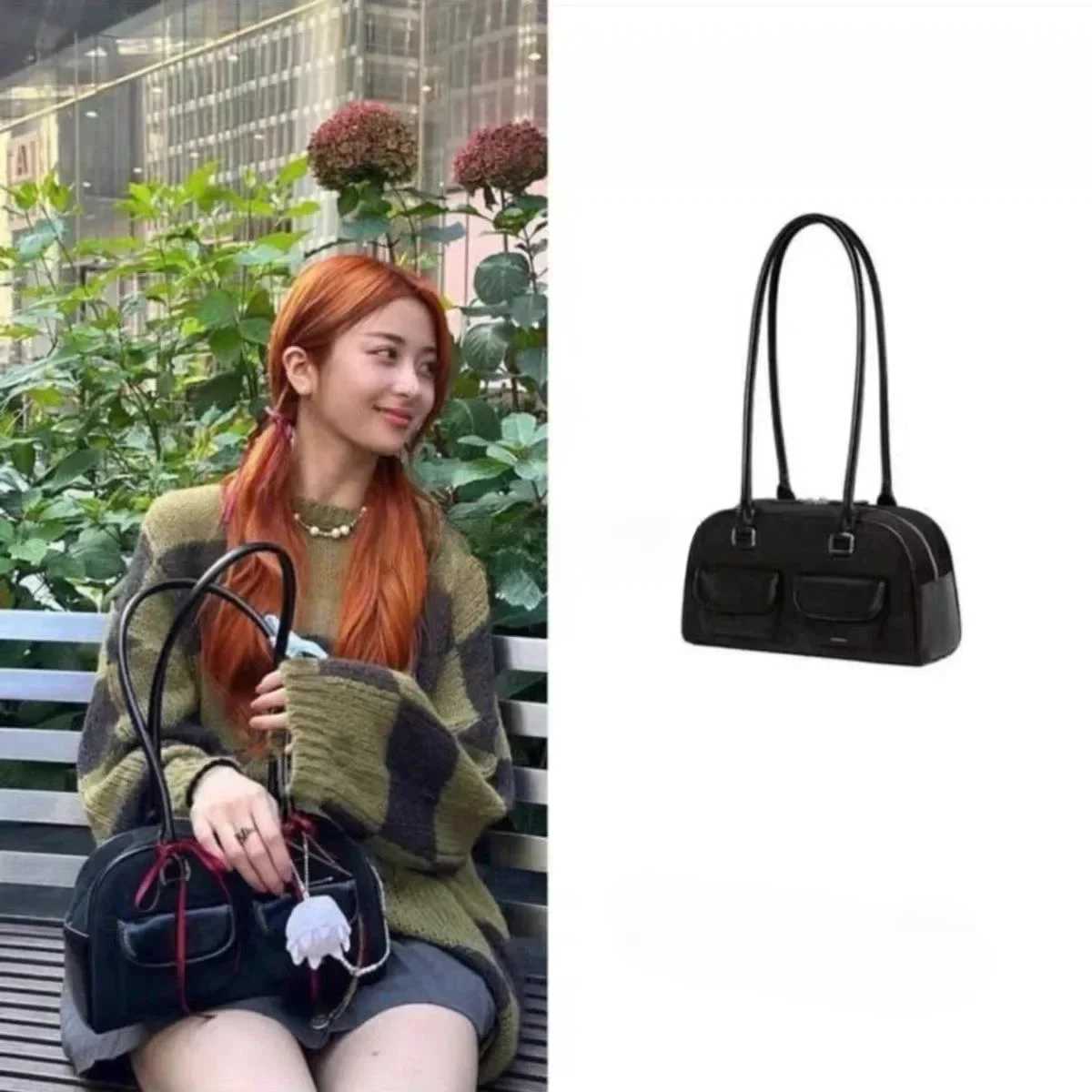 Korean Xu Yunzhen Sany Style Oil Bowling Bag Oll Bost Handbag Underarm Bag for Wen Y241231