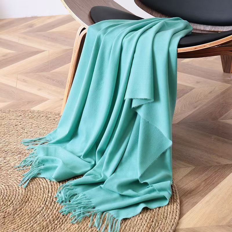 T049 Korean version solid color scarf female winter thick warm outer cape shawl soft decoration student versatile foreign style