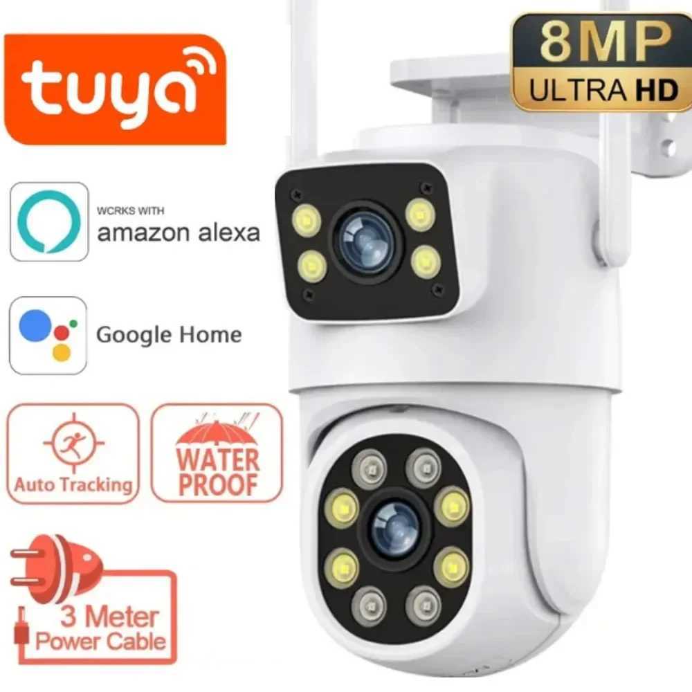 8MP Dual Lens WIFI Camera PTZ 4K Fl HD Dual Sn Ai Human Auto Tracking Outdoor 4MP Security Video Surveillance Tuya Camera Z241231