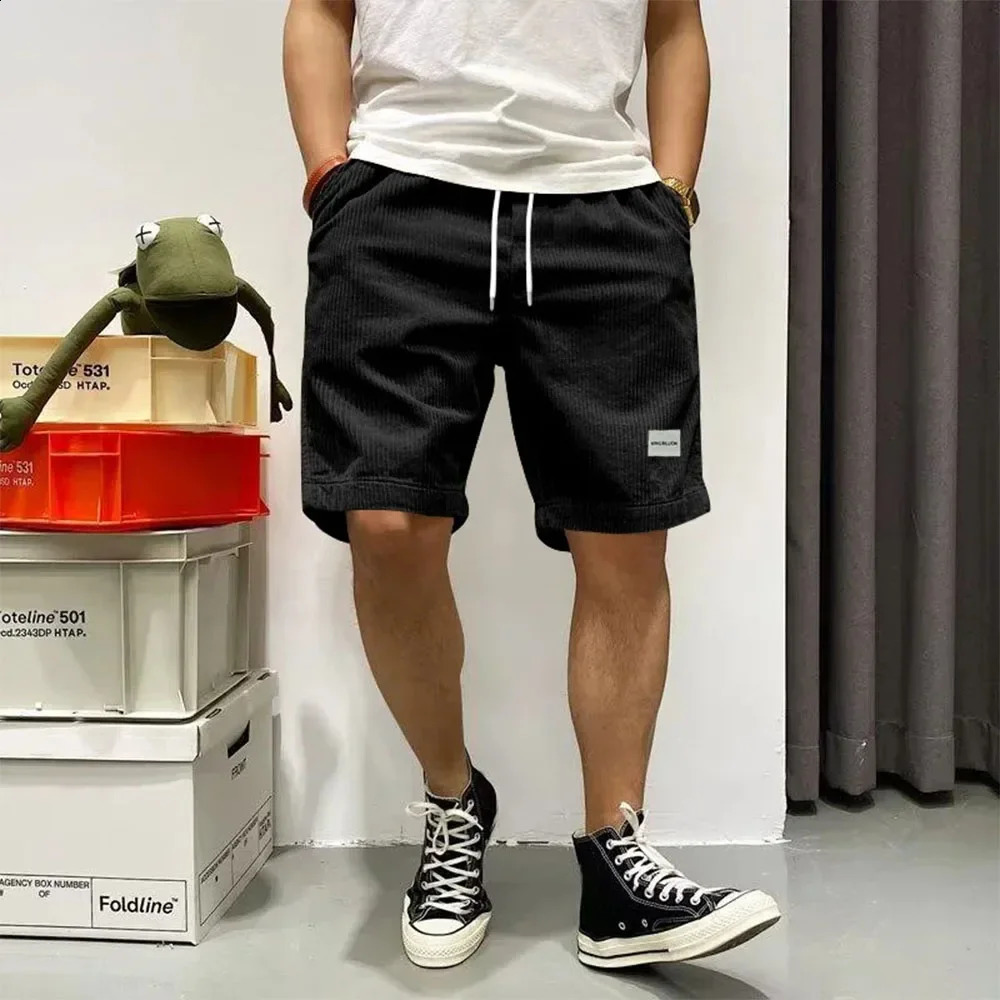Mens summer shorts Corduroy shorts pocket loose shorts casual mens sports shorts elastic waist sports shorts 241231