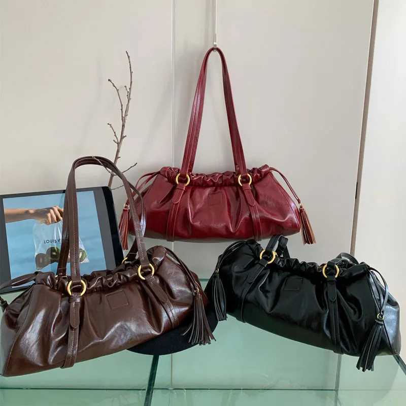Cosysunny vintage pleated cloud bag new versatile cmuting handbag large capacity single shoe armpit bag Y241231