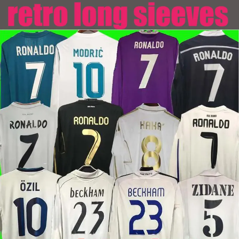 Retro RAUL Soccer Jersey long sleeve Football shirts GUTI Ramos SEEDORF CARLOS 10 11 12 13 14 15 16 17 RONALDO ZIDANE RAUL 00 01 02 03 04 05 06 07 finals KAKA