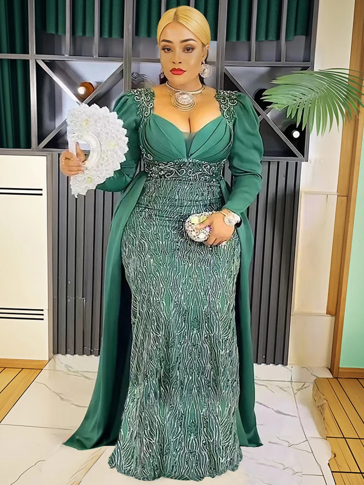 y Vintage Dresses For Women Wedding Party Prom Evening Gown Long Sleeve Dress Dashiki Sequin Robe Turkey African Clothing 241231