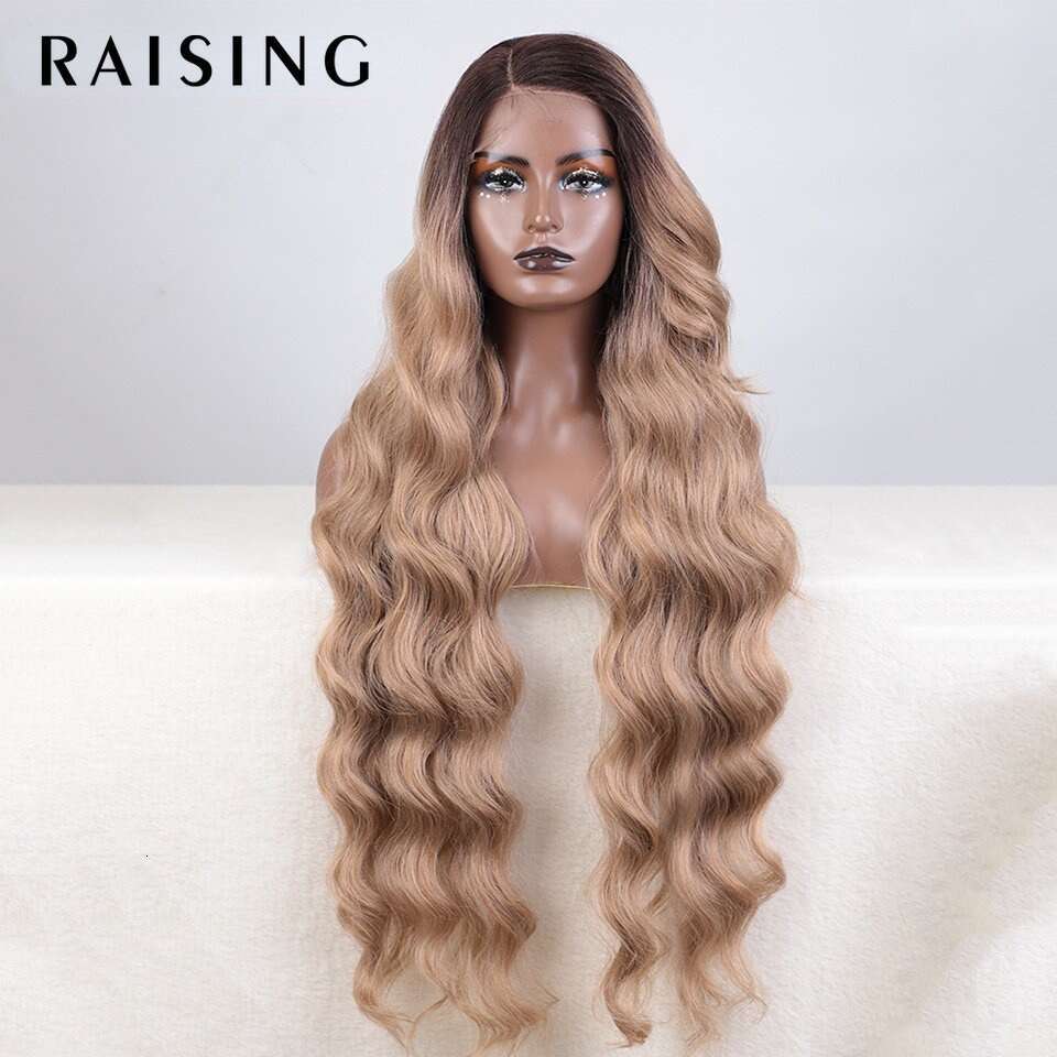Lace Front Wig Cover T Shape Hand Woven Wig Rebecca Long Curly Hair Synthetic Headband, T-Shaped Lace