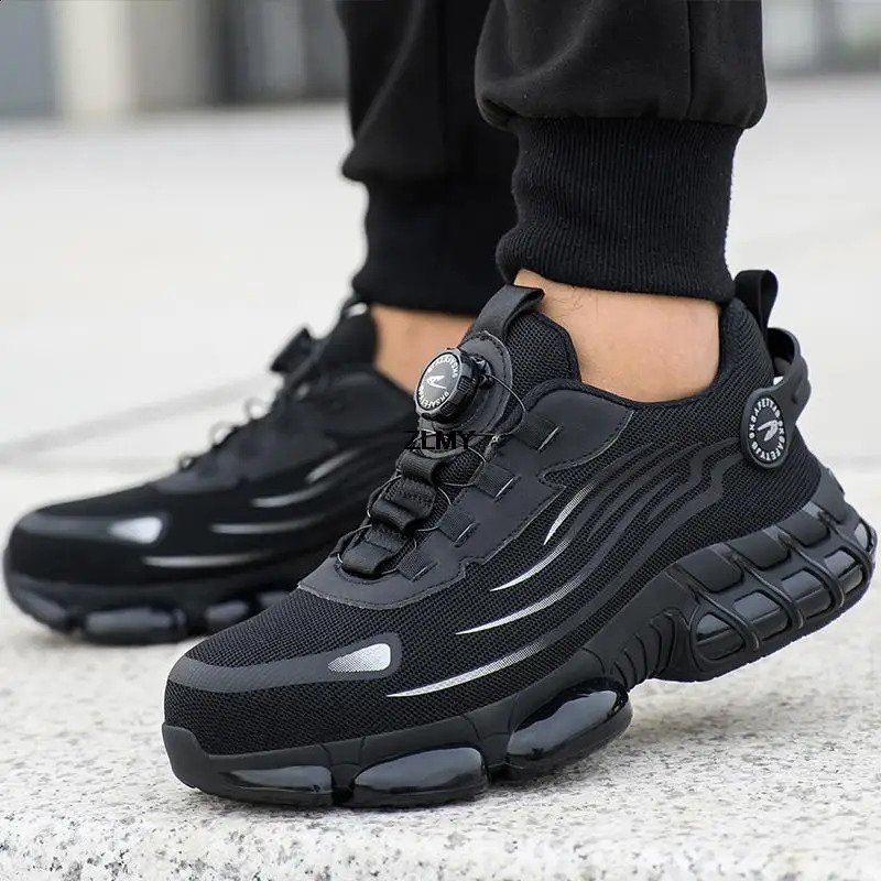 Rotary Button Safety Shoes Men Steel Toe Sneakers Puncture Proof Work Boots Air Cushion Sport Antismash 260624 - view 6