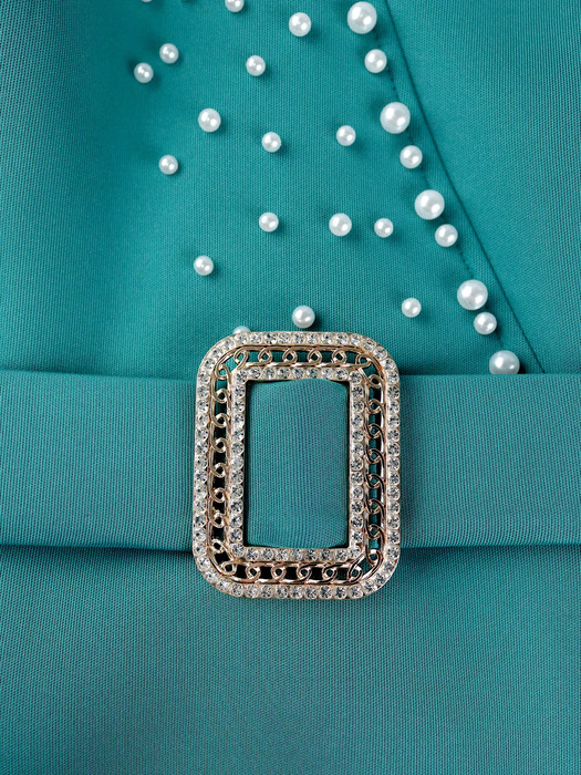 Ogilvy Evening Dress with V-neck Bead and Mesh Lantern Long Sleeve Sexy Womens Party Classic Office Womens Wedding Guest Dress 241231