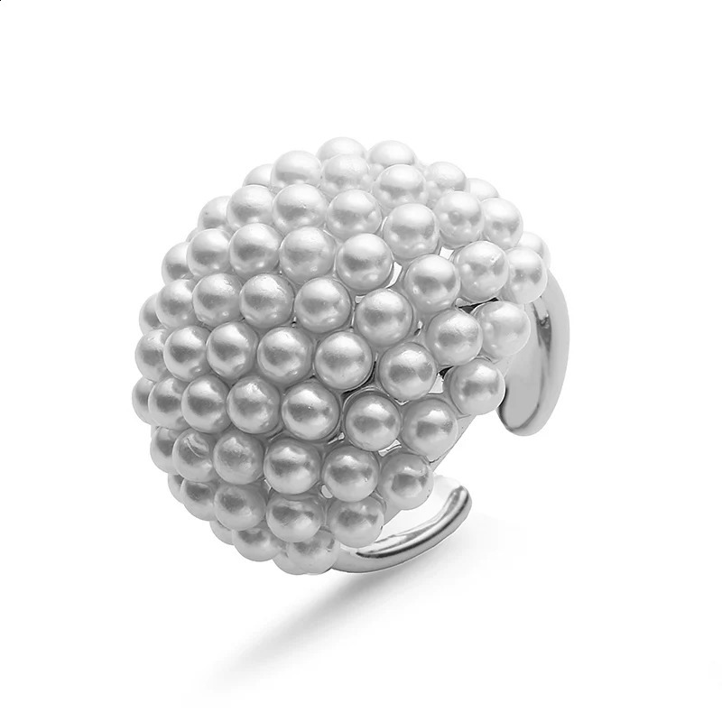 HECHENGLarge faux pearl ring Star Heart Round Shape Ring for Women Elegant temperament fashion finger 241225