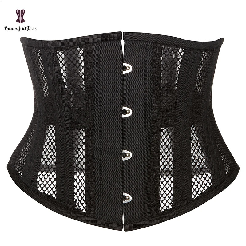 Front 4 Busk Closure Korset Women Hourglass 24 Spiral Steel Bone Underbust Corset Mesh Waist Trainer Bustier Plus Size XXS-6XL 241231
