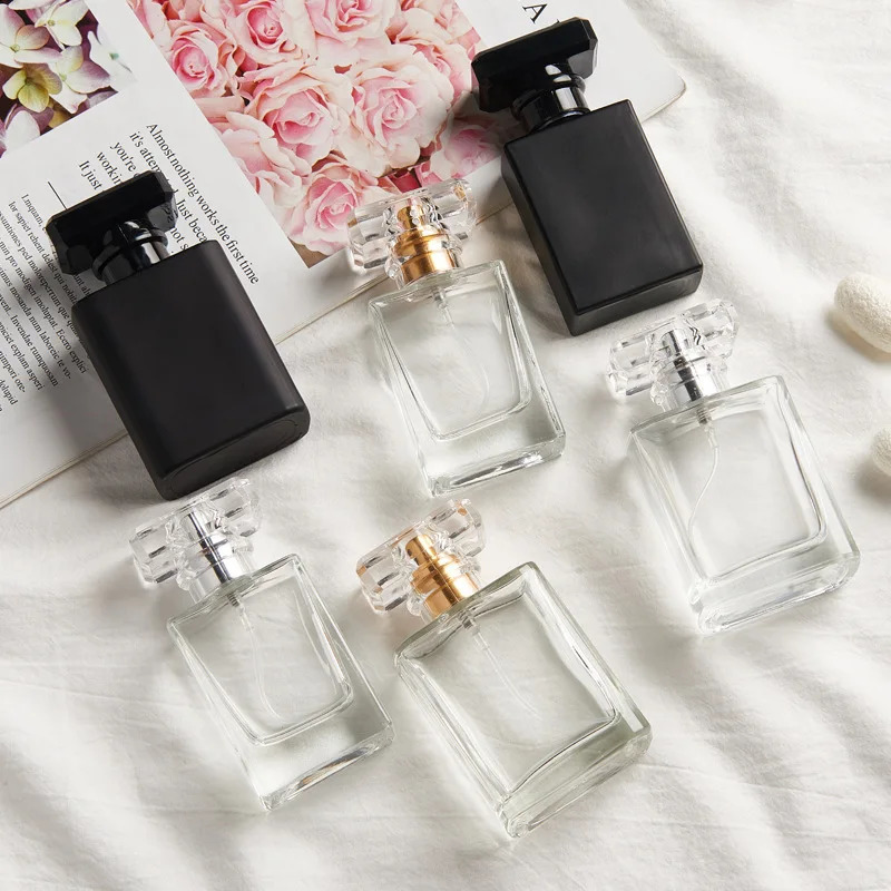 5pcs/10pcs 30ml Travel Pocket Glass Square Spray Bottles Empty Bottles Mist Spray Bottle 50ml Transparent Black Perfume Bottles 241231
