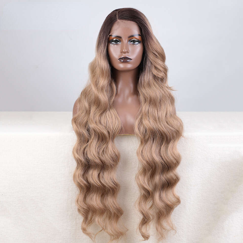 Lace Front Wig Cover T Shape Hand Woven Wig Rebecca Long Curly Hair Synthetic Headband, T-Shaped Lace