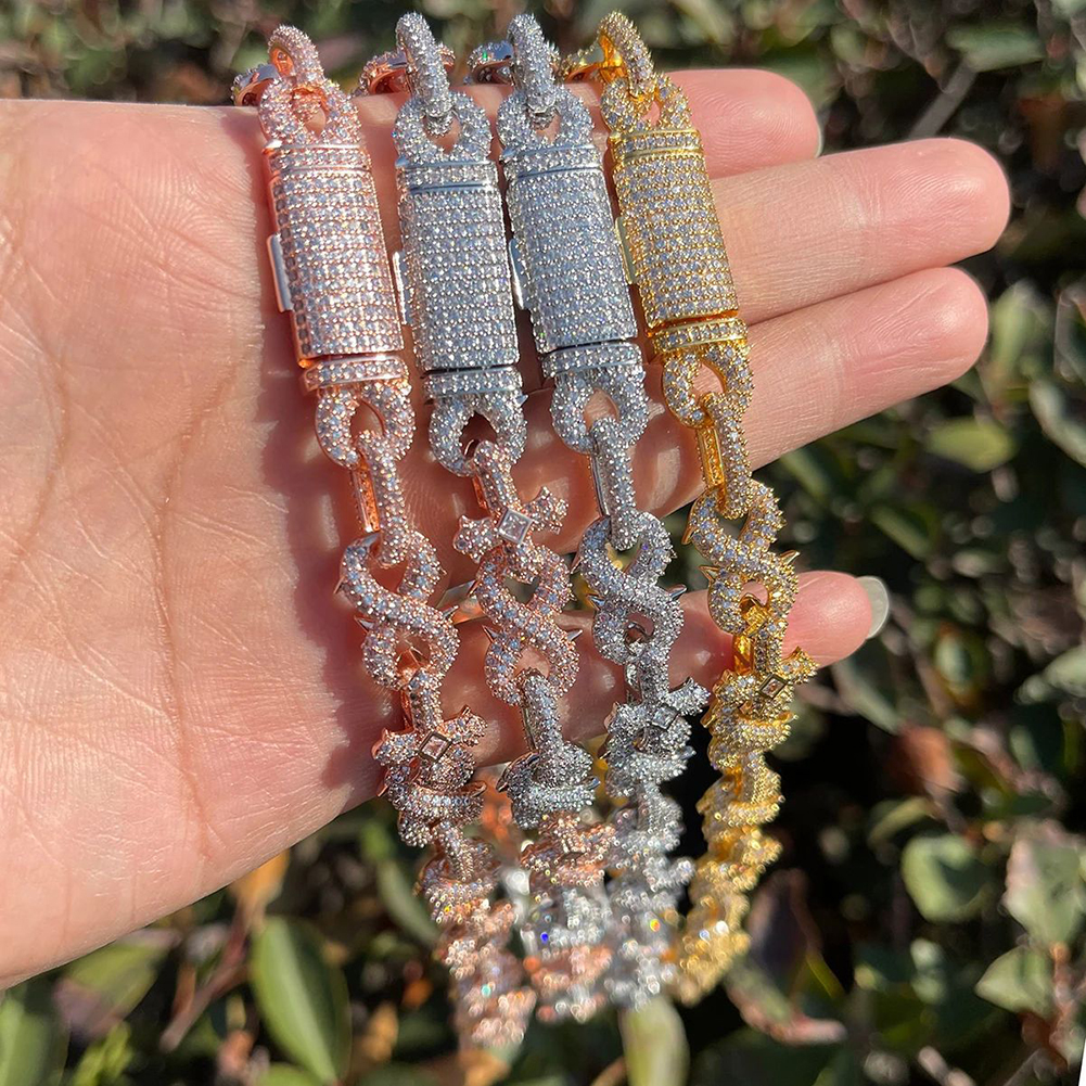 12mm Hip Hop 8 Shape Cross Miami Cuban Chain Necklace Bracelets 5A Zircon Mens Jewelry